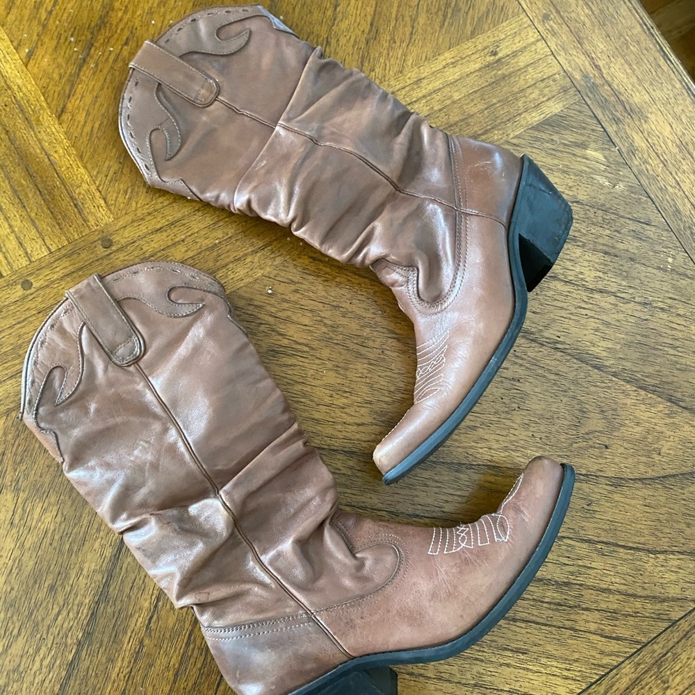 Brown Leather Cowgirl Boots